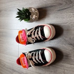 🖤🩷 Converse All-Star Black with Neon Pink & Orange Accents Women's Size 7 🩷🖤